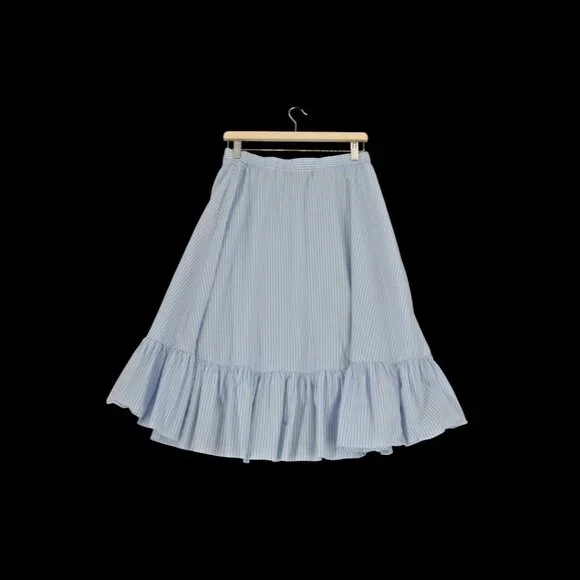 Jill Stuart Blue White Striped Cotton Skirt S8 Nautical - Picture 7 of 11